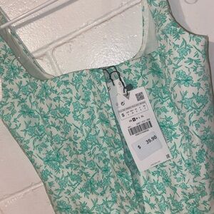 Zara White Green Corset SMALL NWT